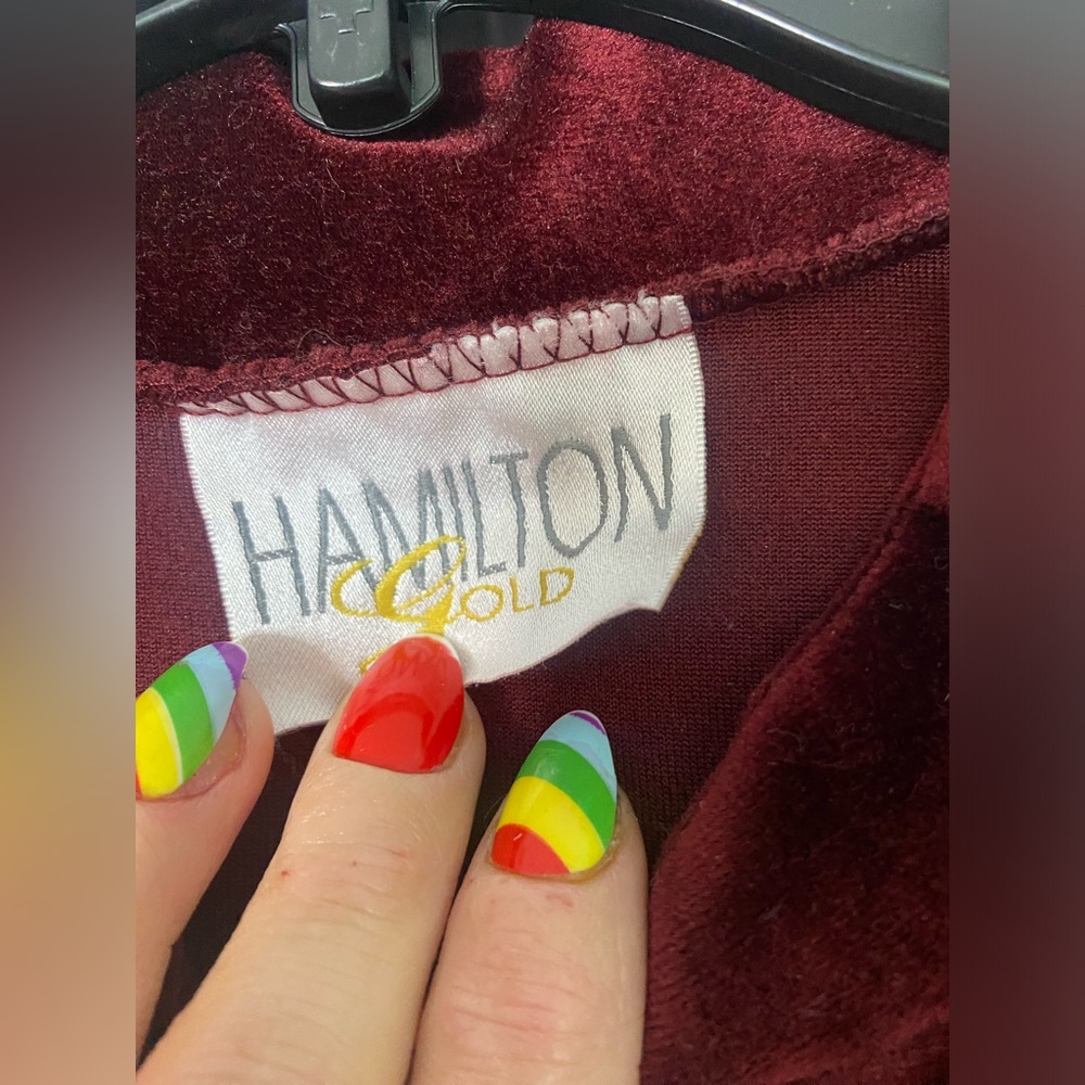 Hamilton Burgundy Velvet Long Sleep Robe - Picture 4 of 8